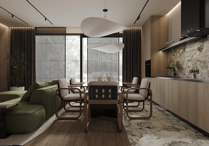 Дом в Красной Поляне · Кухня-гостиная · 1