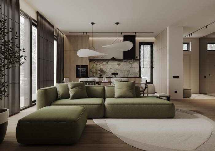 Дом в Красной Поляне · Кухня-гостиная · 2