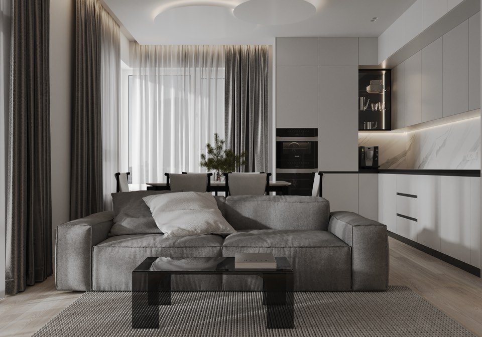 ЖК Ньютон · Кухня-гостиная · 1
